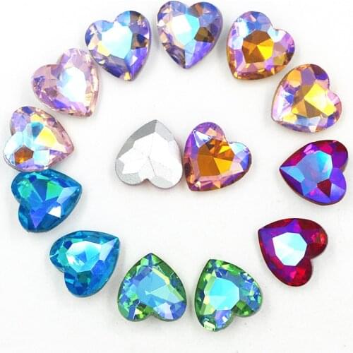 High grade jewelry accessories Colorful AB heart-shaped Pointed bottom crystal rhinestones DIY Watch and Wedding dress