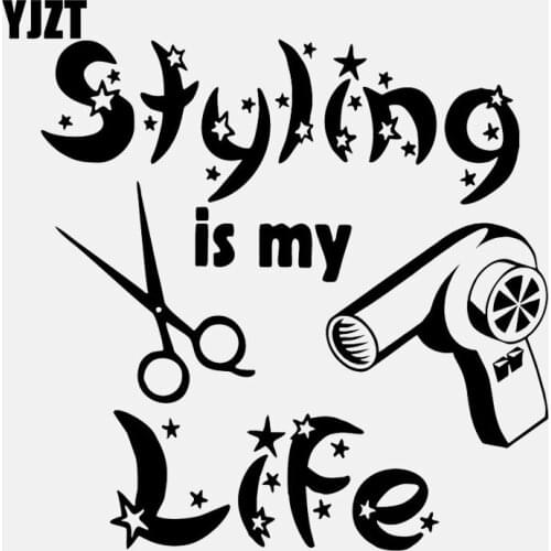 YJZT 14.8CM*14.9CM Hair Life Stylist Beauty Salon Shop Vinyl Decoration Car Sticker C22-0133