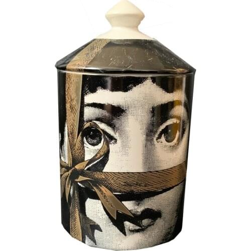 Female Portrait Jar Diy Empty Candle Holder Beauty Dressing Brush Pen Box with Lid Ceramic Storage Tin Flower and Face Bottle