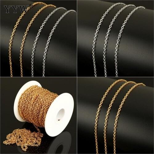 Gold Original Color For Women Men Necklace Bracelets Jewelry Making Stainless Steel DIY Fashion Jewelry Oval Chain 20m/Spool