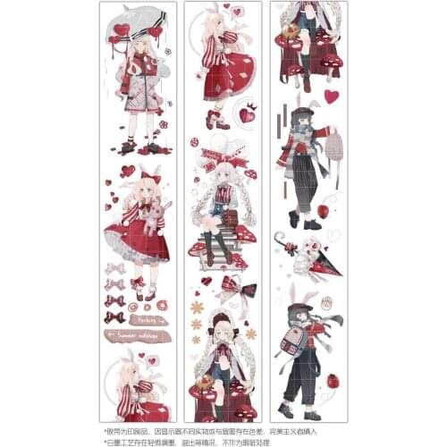 1 Loop Black White, Enigma, Girl, Mushroom, Pet Washi Tape, Curtain, Collage Decoration