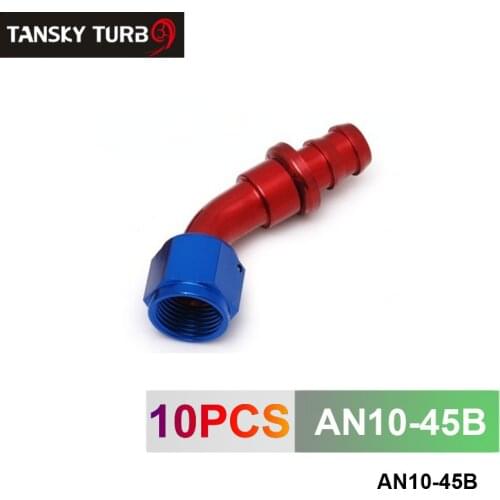 10pcs /set -AN10 45 Degree Aluminum Swivel Oil/Fuel/Air/Gas Line Hose End Fitting Blue AN10-45B