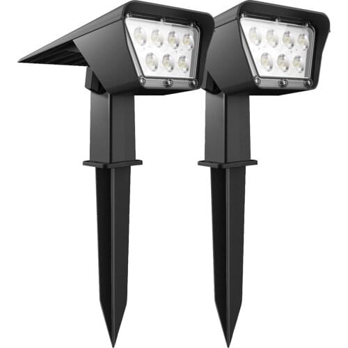 2 PCS Solar Garden Spotlights Outdoor Waterproof 7 LEDs 2-in-1 Solar In-Ground Landscape Spotlights & LED Wall Lamps Adjustable