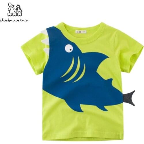 2019 Summer Cotton Boys T Shirt Baby Boys Cartoon Shark Printed Short Sleeve O-Neck Cute Clothes For Kids Boys Tee Shirt Tops