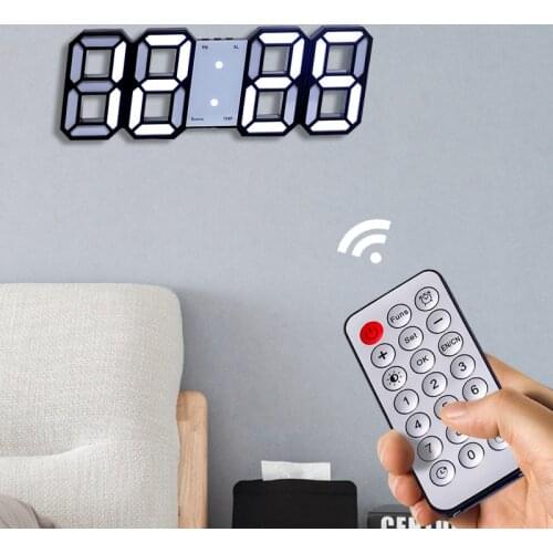 W&G 3D Wall Clock Remote Korea Snooze Alarm Clocks Hanging Watch Table Clock Calendar Electronic Clock Intelligent Digital Clock