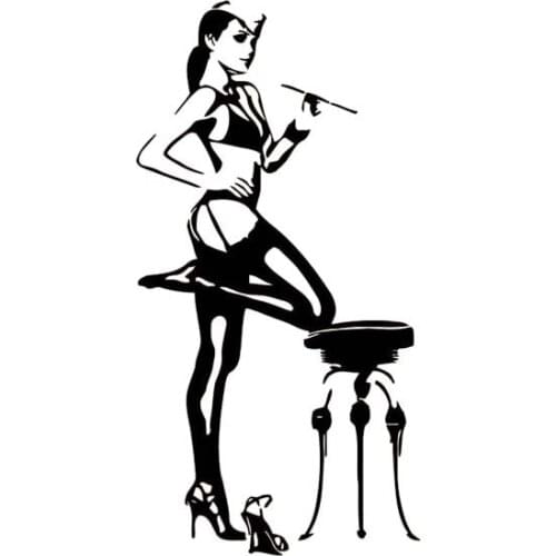 9.1*17.6CM Sexy Provocative Girl Good Quality Covering The Body Popular Fashion Design Black/Silver Vinyl Decals C20-0349