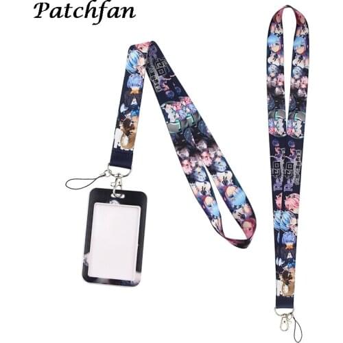 AD482 Patchfan Anime Lanyard Keychain key Badge Mobile Phone Rope Lanyard With Kawaii Card Holder Cover
