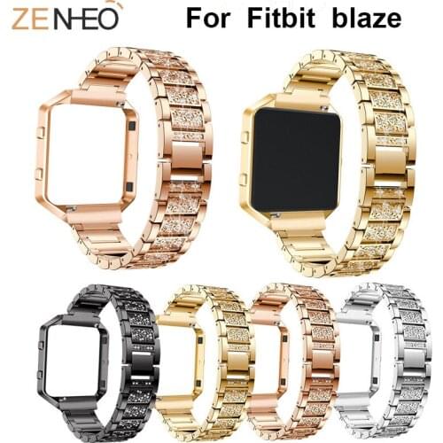 For fitbit blaze Band with case watchband Stainless Steel Wrist bands Crystal Watch Band For blaze Strap Bracelet Watch Straps