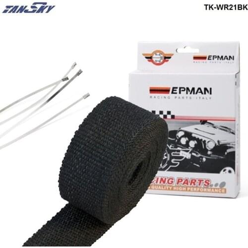 Black Heat Exhaust Thermal Wrap Tape With Stainless Ties 2"X25" For Ford F250 6.0L TK-WR21BK