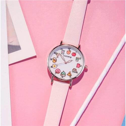 Childrens Wristwatches cute cartoon food for Kids Girl ulzzang Watch Girls Kids Watches Leather Strap simple