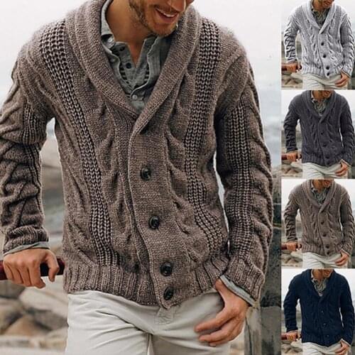 65% Dropshipping!!Winter Autumn Men Solid Color Knitted Sweater Buttons Cardigan Warm Jacket Coat