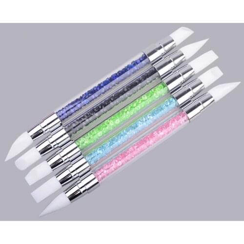Dual-ended Silicone Head Nail Art Silicone Brush Dotting Pen Nail Art Brush Sculpture Pen For Emboss Carving Tips UV Nail Tools