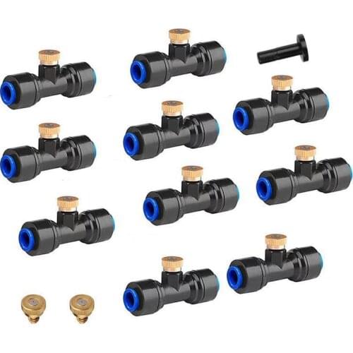 HEMAN Free Shipping DIY Misting Kits 12pcs Brass Nozzle with 10pcs Quick Connectors 1pcs End Plug for Misting Cooling System