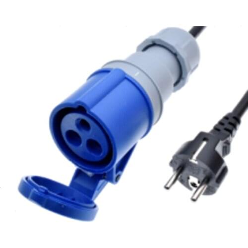 EU Schuko 2 prong plug to IEC309 316C6 Power Cable,16A 250V, IP44, H05VV-F 1.5mm Cord,316P6 plug into Euro CEE7/3 Outlet Socket