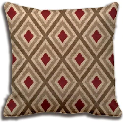 Ikat Tribal Diamond Pattern Khaki Red Tan Pillow Decorative Cushion Cover Pillow Case Customize Gift By Lvsure For Sofa Seat