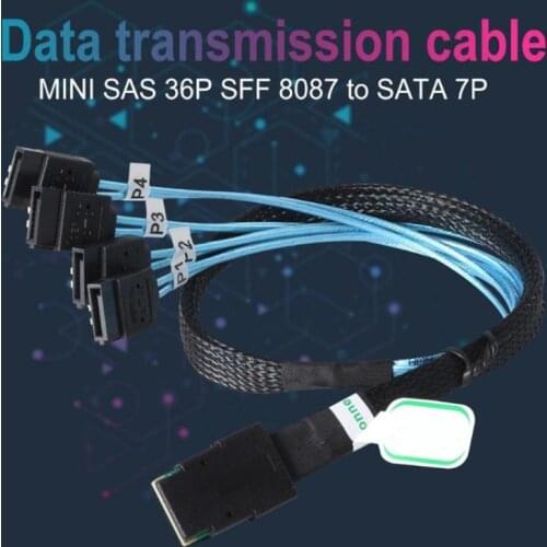 0.5m/1m Mini SFF-8087 to 4 SATA Cable Mini SFF8087 36P To 4 SATA 7P Cable 12Gbps Hard Drive Data
