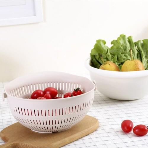 Storage Basket Kitchen Strainer Rice Washing Colander Baskets Noodles Vegetables Fruit Gift Double Drain Basket Bowl Washing