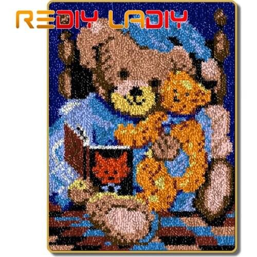 Latch Hook Rug Teddy Bear Mat Crocheting Carpet Rug 100% Acrylic Yarn Sofa Cushion Mat DIY Carpet Rug Home Decor Hobby & Crafts