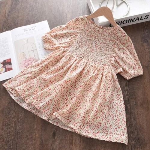Baby Girls Summer Floral Dresses For 3-7 Years New Fashion Kids Casual Flowers Vestidos Children Princess Party Pleated Costumes