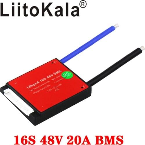 LiitoKala 16S 48V 20A Waterproof BMS Lifepo4 Battery 3.2V 18650 32700 battery protected lithium battery pack