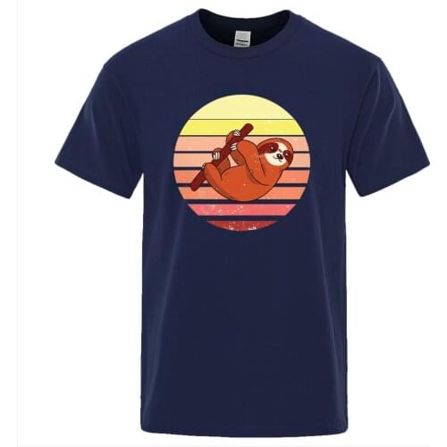 Sloth Hanging From A Branch Printed Men T-shirts Fashion Comfortable Tops Oversized Breathable Tshirt Mens Casual Summer T-Shirt