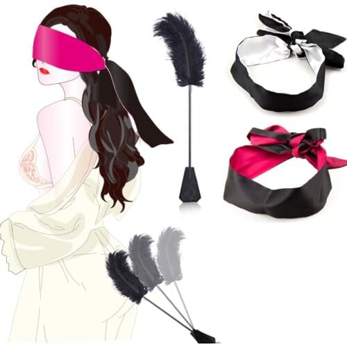 BDSM Soft Silk Blindfold And Feather Spanking Paddle Flirting Roleplay Adult Sex Toy For Women Couples Fetish Slave Sex Shop