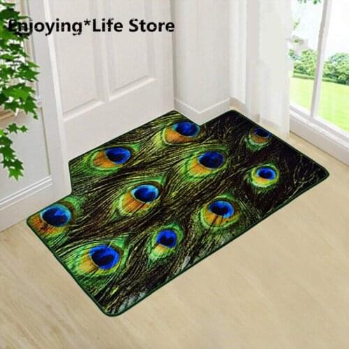 Area Rug Sets Multi-Size Indoor Outdoor Doormats Peacock Feather Floor Mat Non-Slip Indoor Carpet Bathroom Living Room Bedroom