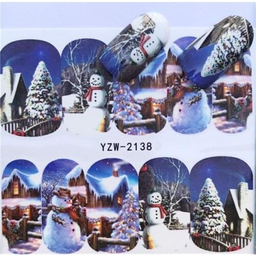 Snowman Winter Tree Nail stickers art decorations slider adhesive Water Transfer decals manicure lacquer accessoires polish foil