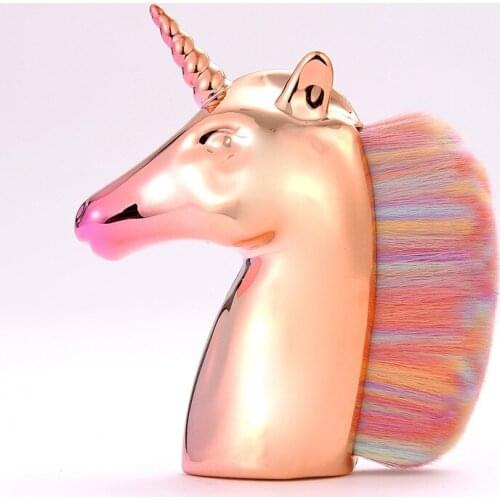New Unicorn Horse Makeup Brushes Rainbow Color Synthetic Hair Brace Face Cosmetic Powder Blush Brush Nail Art Beauty Tools Gift