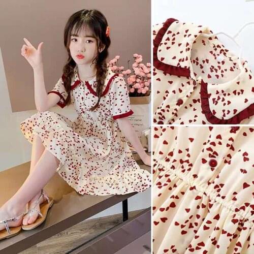 Girls Dresses New Baby Girl Fashion Princess Dress Kids Clothes Summer Childrens Cute Chiffon Floral Short Sleeve Dress