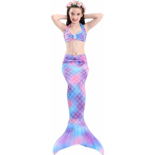New!Girls Swimmable Mermaid Tail for Swimming Costume with Monofin Fin Kids Bikini Swimming Mermaid Tails With Monofin