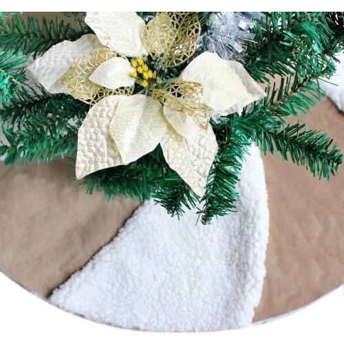 EXTRA LARGE 36"/50" Patchwork Khaki Suede with White Sherpa Lollipop Design Christmas Tree Skirt P4510