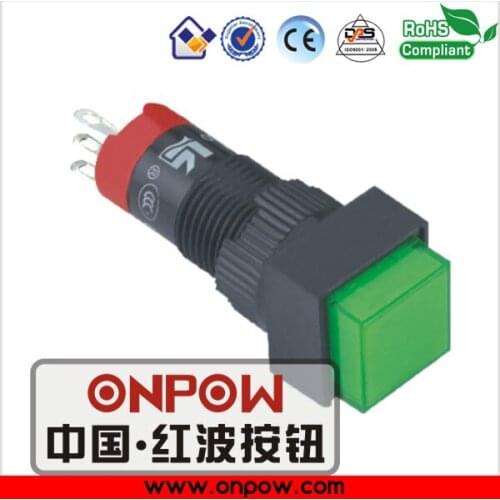 ONPOW 10mm plastic 1NO1NC square head momentary illuminated pushbutton switch LAS3F-11/G/12V