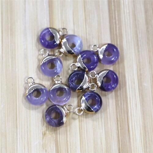 Wholesale Natural Purple Crystal Agates Abacus Shape Large Hole Stone Bead Pendant Size 4x10mm Used To Make Earring Necklace