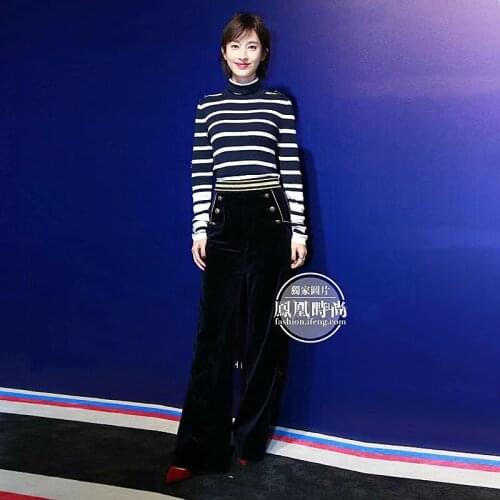 Autumn New Fashion High Quality Party Workplace Knitting High Neck Top Loose Velvet Trousers Vintage Elegant Chic WomenS Sets