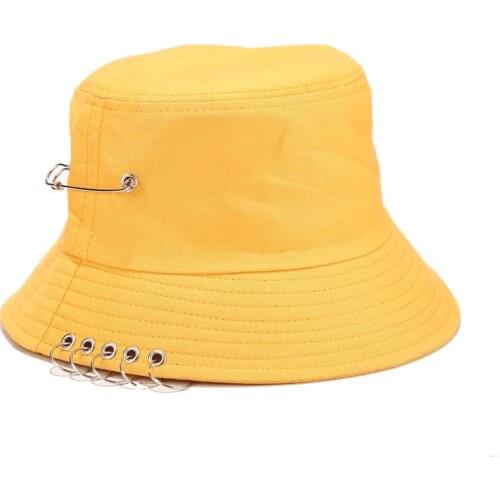 New Iron Pin Rings Bucket Hat Men Women Unisex Summer Fashion Hip Hop Fisherman Hat Bob Outdoor Street Panama Travel Hat Sun Hat