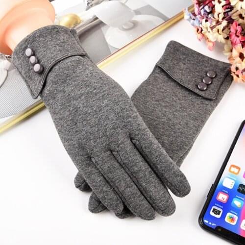 Fashion Button Gloves Women Autumn And Winter Windproof Warm Keep Warm Soft Knitted Gloves Winter Warm Thick Cycling Gloves