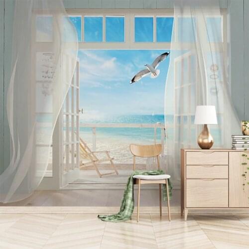 Custom 3D Photo Wallpaper Window Seascape Large Murals Wall Painting Living Room Bedroom Non-woven Home Decoration Fresco Tapety