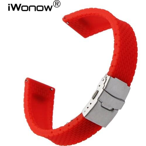 Quick Release Silicone Rubber Watchband Safety Buckle Watch Band Universal Wrist Strap 17mm 18mm 19mm 20mm 21mm 22mm 23mm 24mm