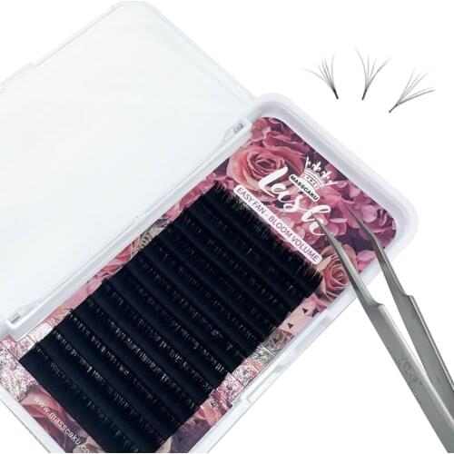 Wholesale Easy Fan Silk Eyelash One Second Rapid Blooming Eyelash Extension C/CC/D/DD Blooming Natural Volume Lash 8-20mm