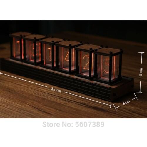 RGB pseudo-glow tube clock DIY kit LED desktop creative decoration boyfriend gift black walnut shell high-end classical