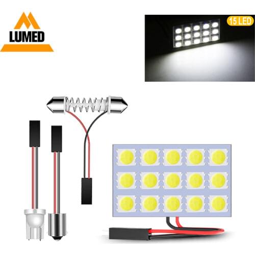 100PCS T10 W5W BA9S C5W 15 LED Car LED light Bulb 5050 SMD Vehicle Panel Lamps Auto Interior Reading Lamp Bulb Dome Light