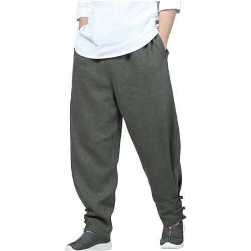 Unisex top quality Ramie&Cotton Spring&Summer martial arts bloomers buddhist zen lay trouser shaolin monk kung fu tai chi pants