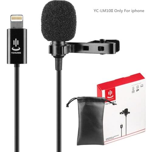 YC-LM10 II 1.5m Cable Microphone Microfone Audio Video MIC Recording Lavalier Condenser Microphone for iPhone X 8 7 6 Plus