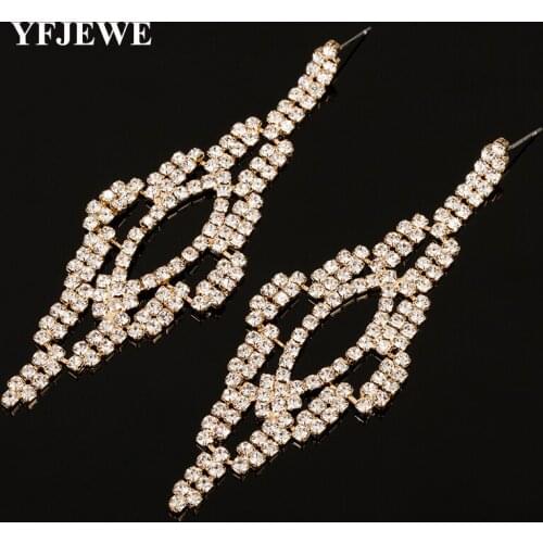 YFJEWE Fashion crystal long drop earrings for women gold and silver plated bride Earrings wedding ear Jewelry accessories #E358