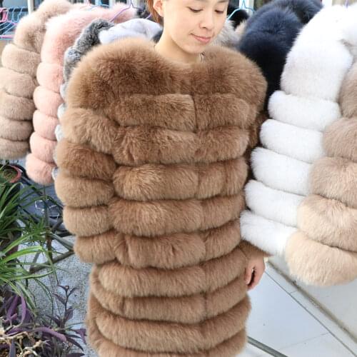 Women Warm Real Fox Fur Coat long Winter Genuine Fur Jacket Fashion Outwear Luxury Natural Fox Fur Coat For Girls queentina