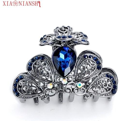 Fashion Wedding Jewelry Women Vintage hairpins Crab hair claw clip Retro Big Crystal Butterfly Headband Girls Hair Accessories