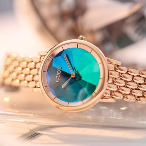 Ladies Watch Hand Simple Temperament Steel Band Colorful Face Green Fashion Waterproof Womens Watch New 2021