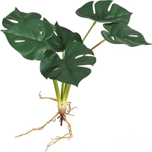 1Pcs Artificial Green Leaves Branch Decor Lifelike Fake Faux Silky Cloth Plant Ornaments For Greenery Office Living Room Bedroom