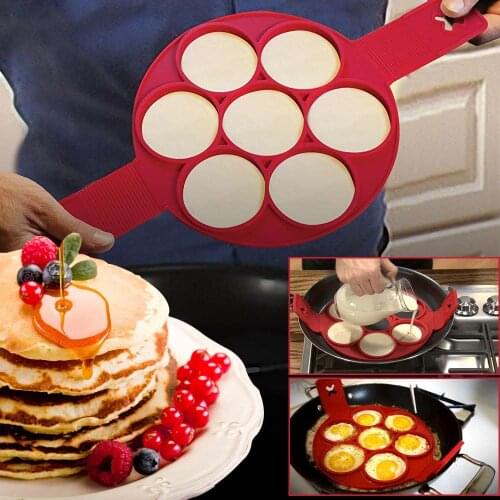 1 pc No Stick egg mold Silicone 7 Holes Egg Pancakes Ring Make 7 Eggs One Time Easy Kitchen Tool
